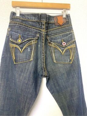 Monarchy Vintage Dark Wash Jeans with Contrast Yellow Stitching